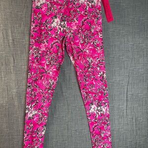 NWT Lilly Pulitzer Maia Leggings XL Plumeria Pink Purrposefully Pink Girls 12/14